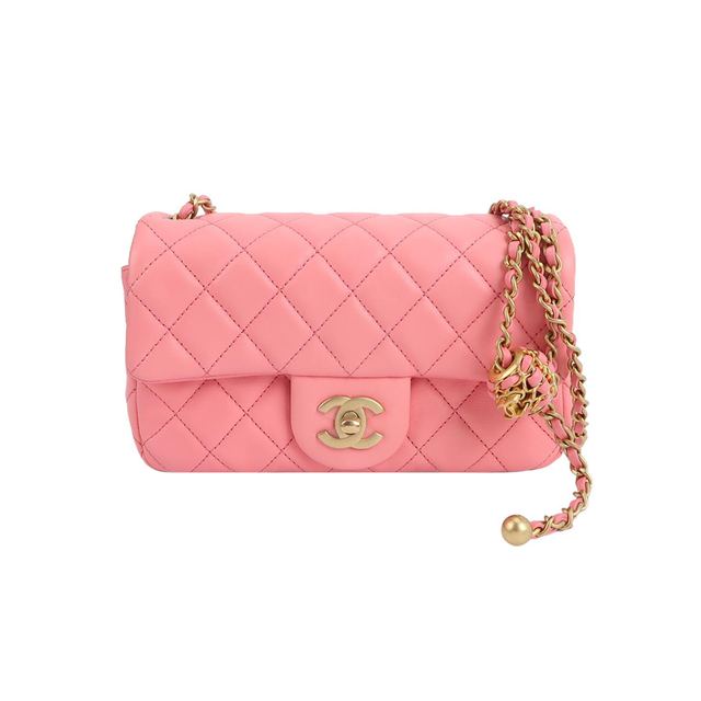 Chanel Classic Flap Schultertasche, 19.5 cm, Rosa, Leder