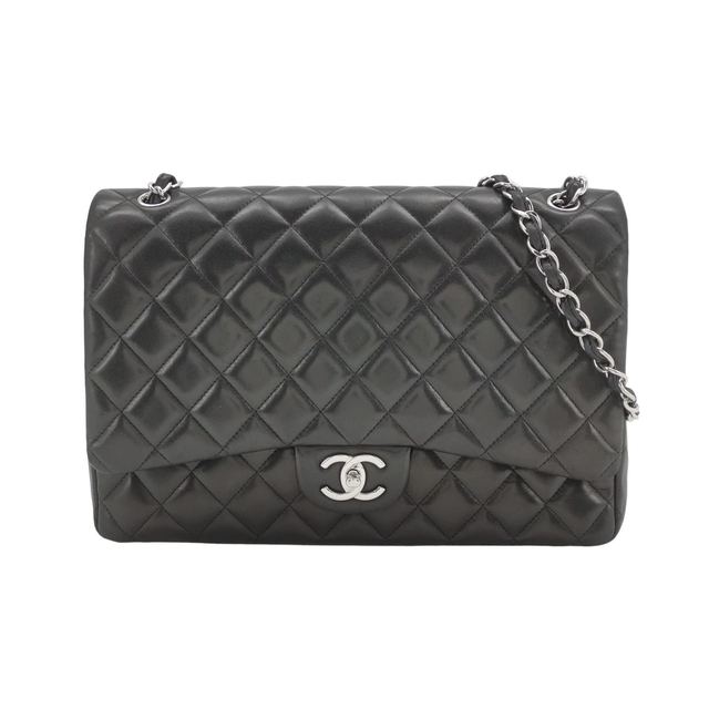 Chanel Classic Flap Schultertasche, 33 cm, Schwarz, Artikel 70124576, Leder