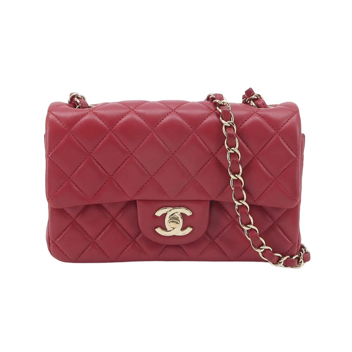 Chanel Classic Flap Schultertasche, 20 cm, Rot, Leder, Fotografiere 1