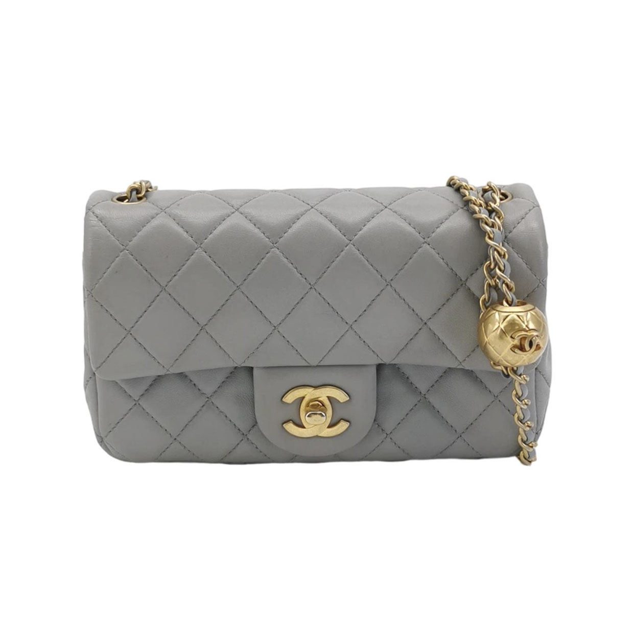Chanel Classic Flap حقيبة كتف, 20 cm, رمادي, جلد, صورة 1