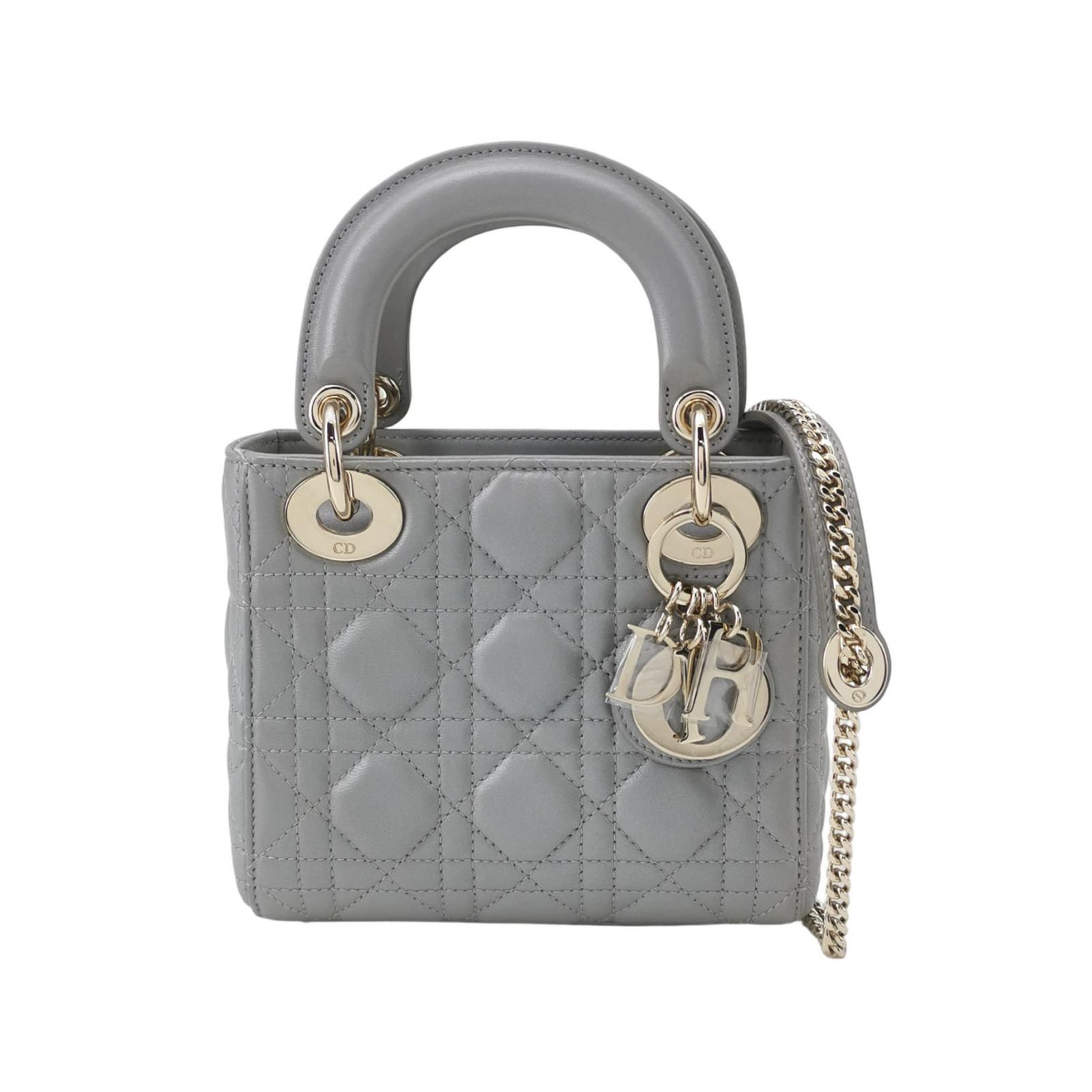 Dior Lady Dior حقيبة كروس بودي, 17 cm, رمادي, جلد, صورة 1