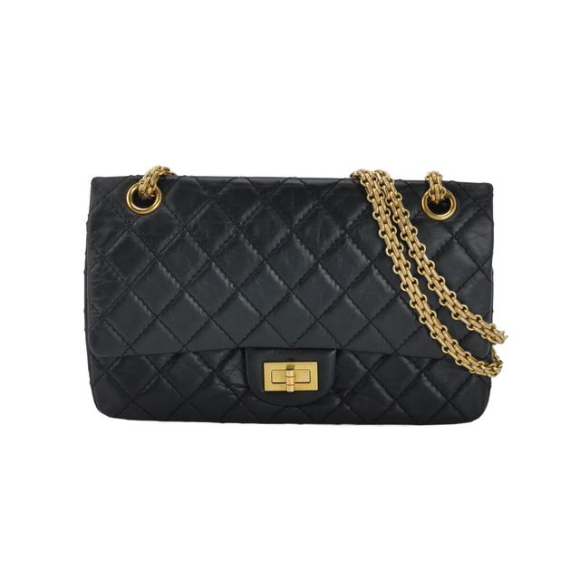 Chanel 2.55 Schultertasche, 25 cm, Schwarz, Artikel 70125328, Leder