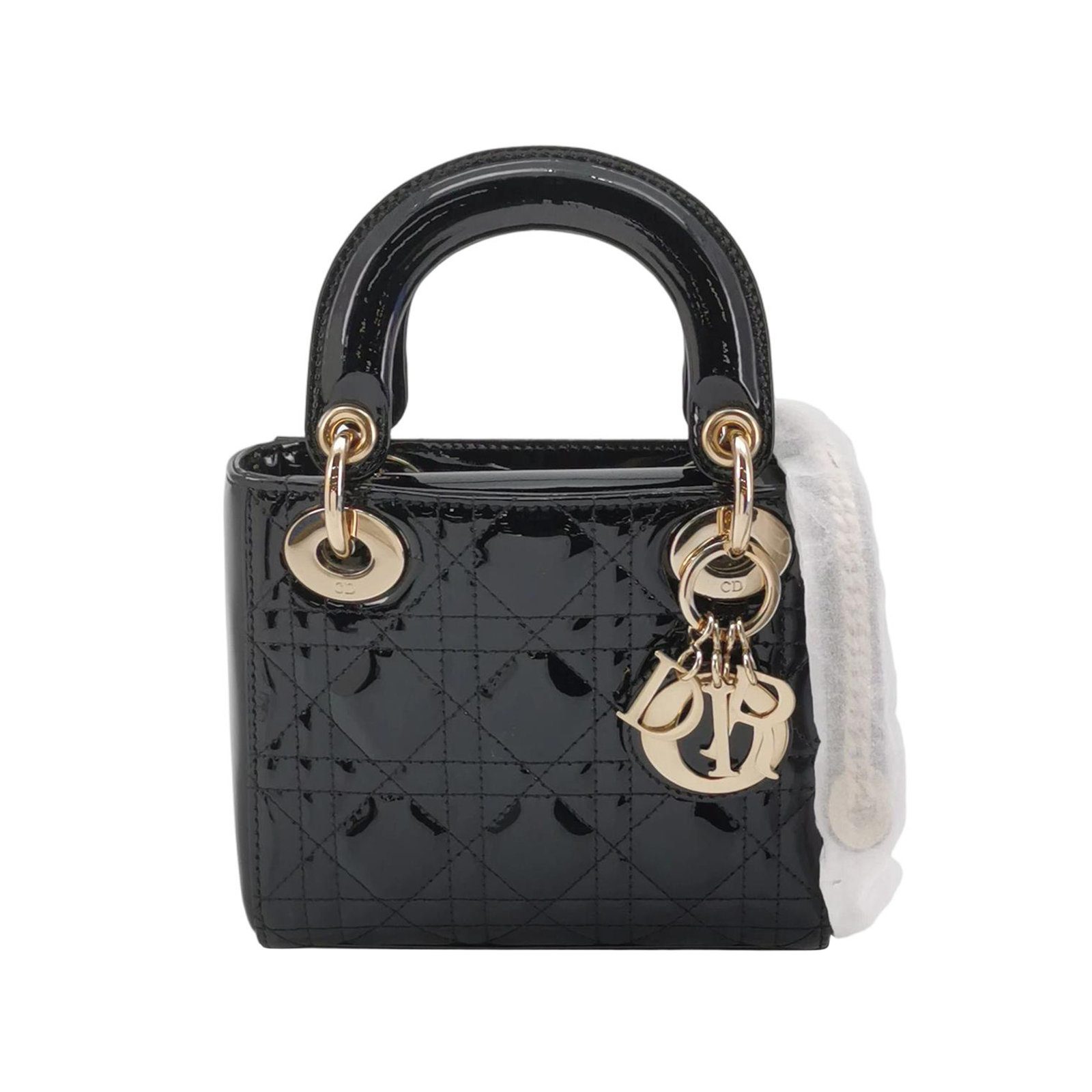 Dior Lady Dior Schultertasche, 17 cm, Schwarz, Artikel 70125430, Lackleder, Fotografiere 1