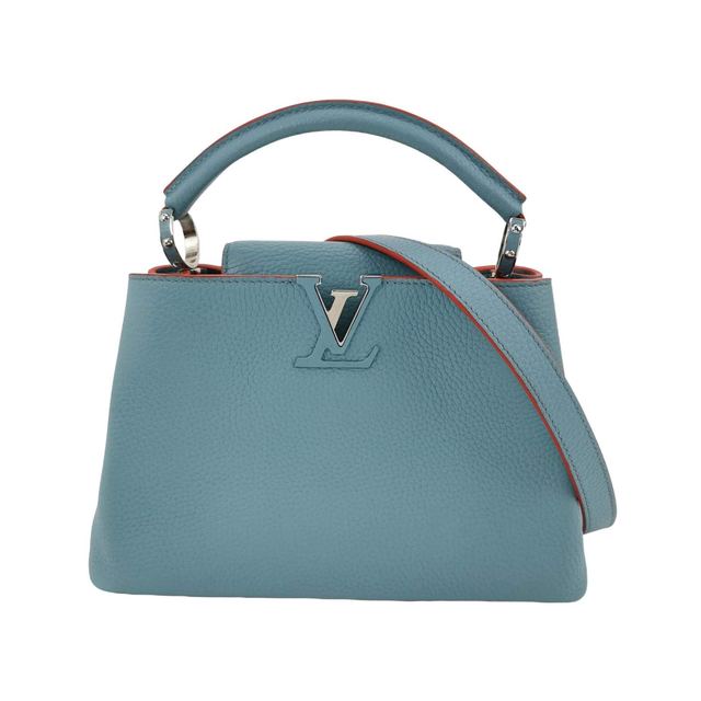 Louis Vuitton Capucines BB Schultertasche, 27 cm, Blau, Leder
