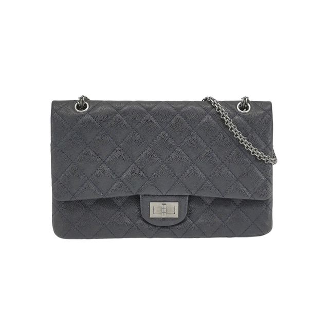 Chanel 2.55 Schultertasche, 32 cm, Schwarz, Leder