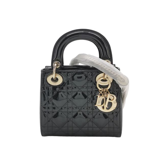 Dior Lady Dior Schultertasche, 17 cm, Schwarz, Artikel 70195276, Lackleder