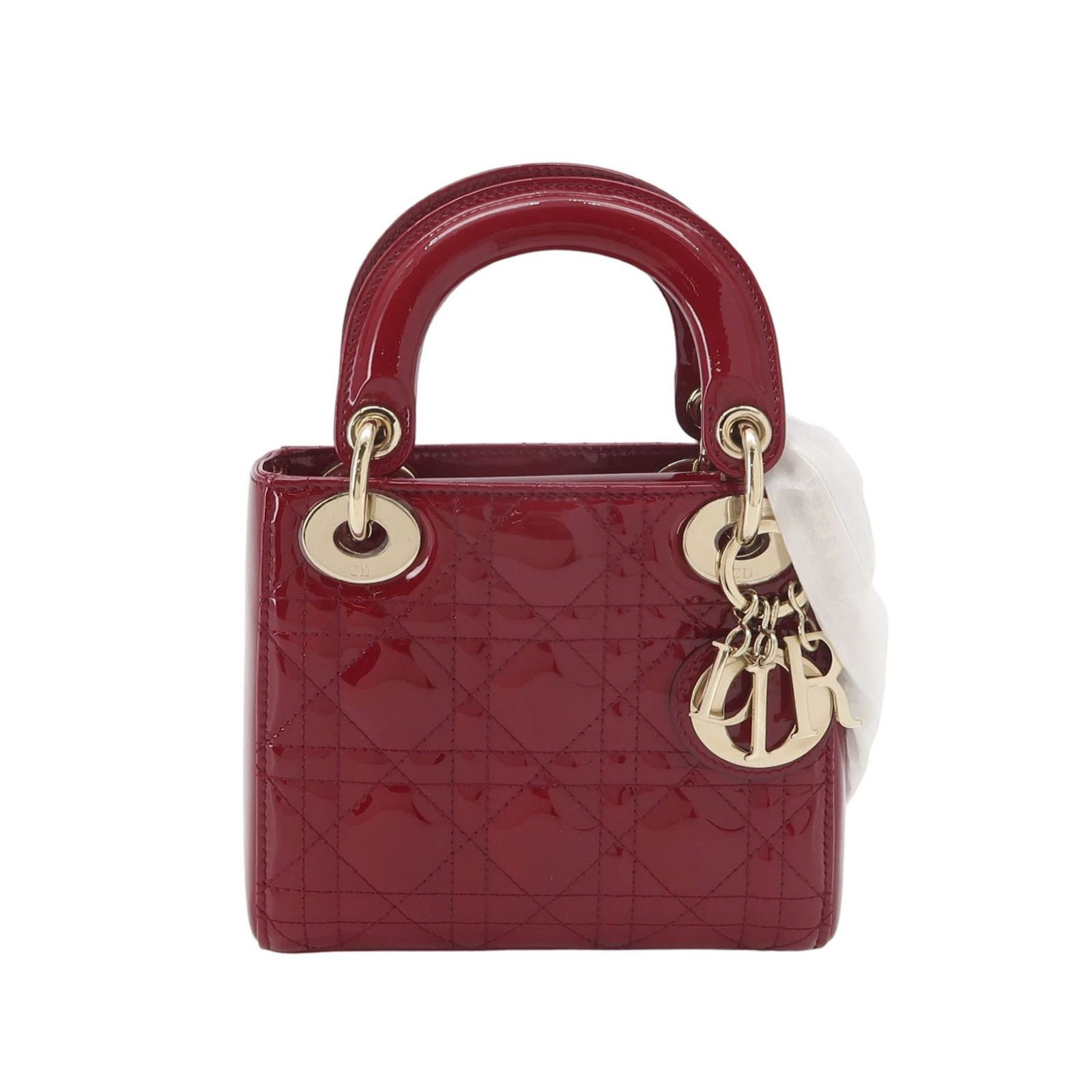 Dior Lady Dior Shoulder Bag, 17 cm, Red, Item 70196297, Patent leather, photograph 1