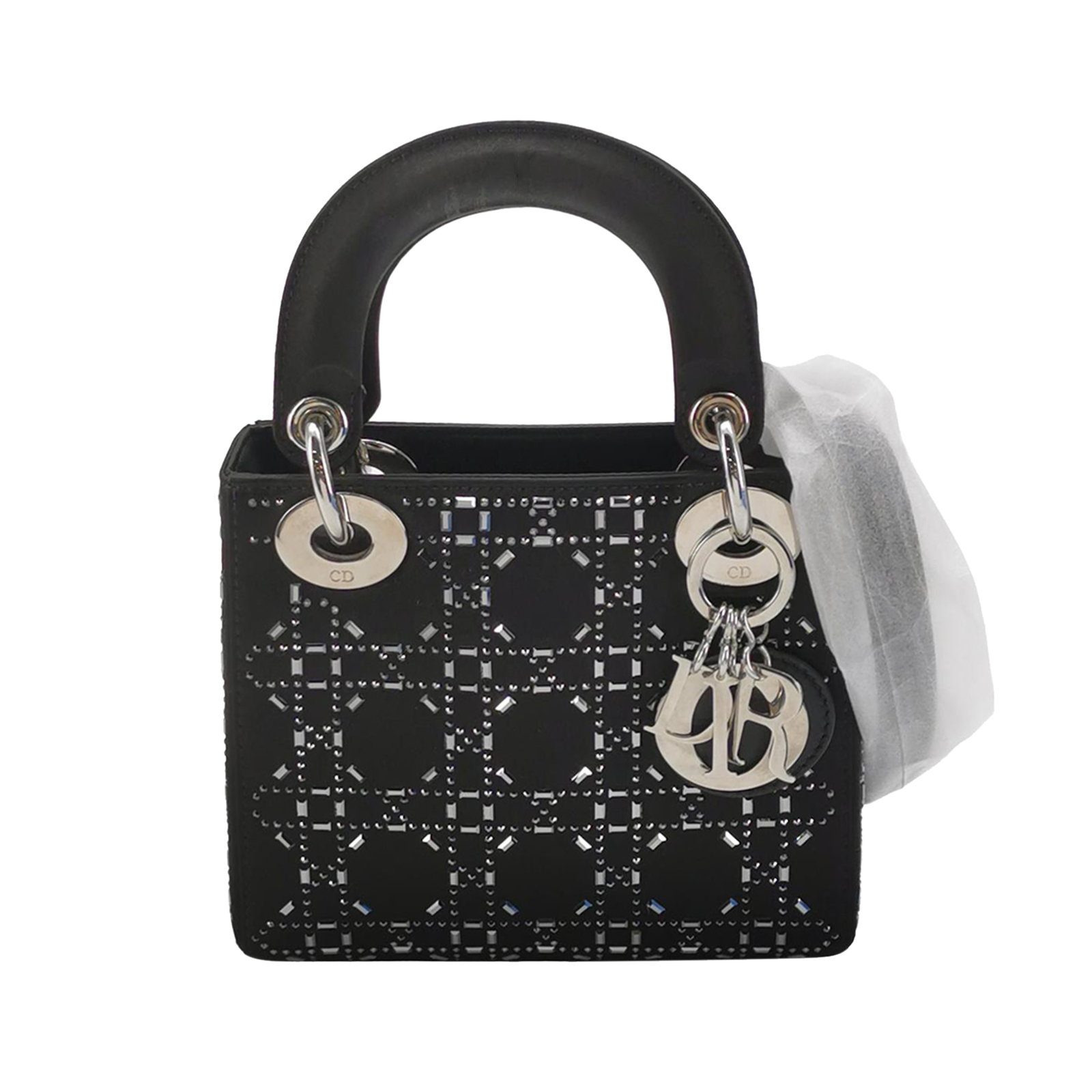 Dior Lady Dior Shoulder Bag, 17 cm, Black, Item 70196410, Silk, photograph 1