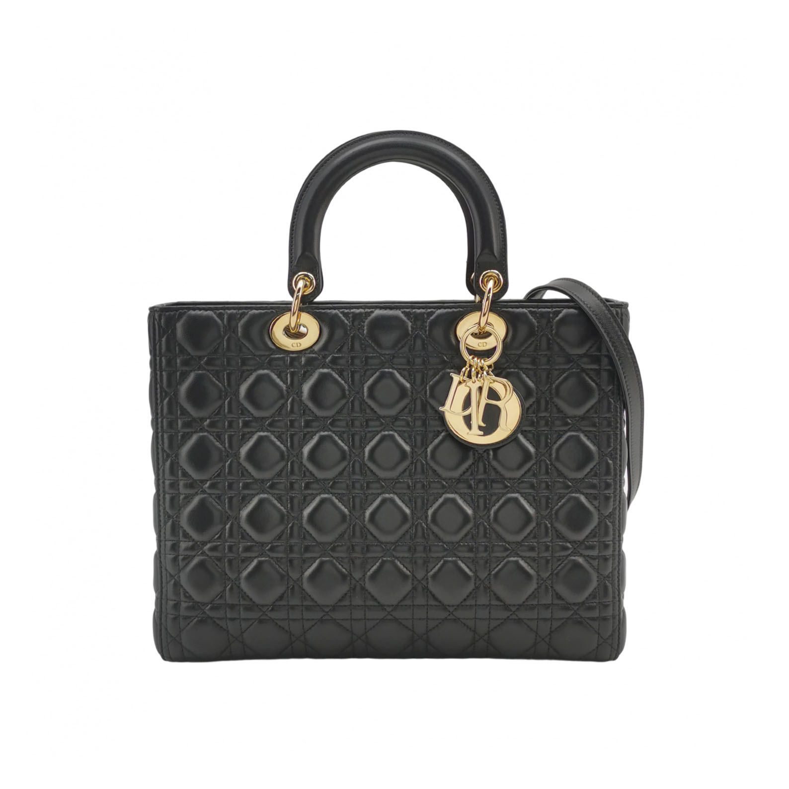 Dior Lady Dior Shoulder Bag, 32 cm, Black, Leather, photograph 1