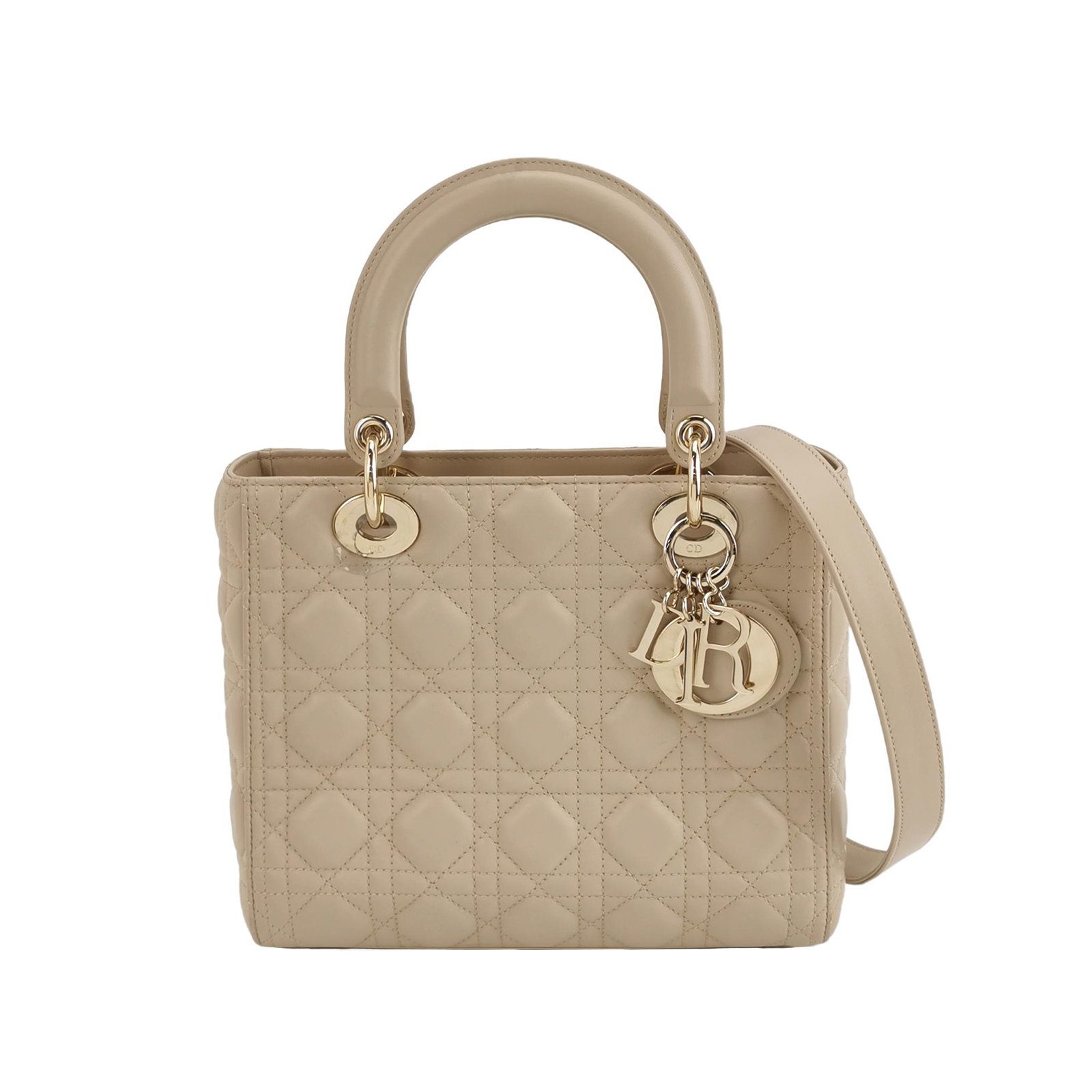 Dior Lady Dior Shoulder Bag, 24 cm, Beige, Leather, photograph 1