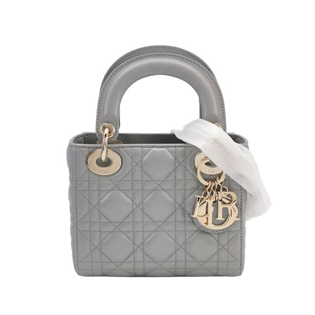 Dior Lady Dior Schultertasche, 17 cm, Grau, Artikel 70261230, Leder