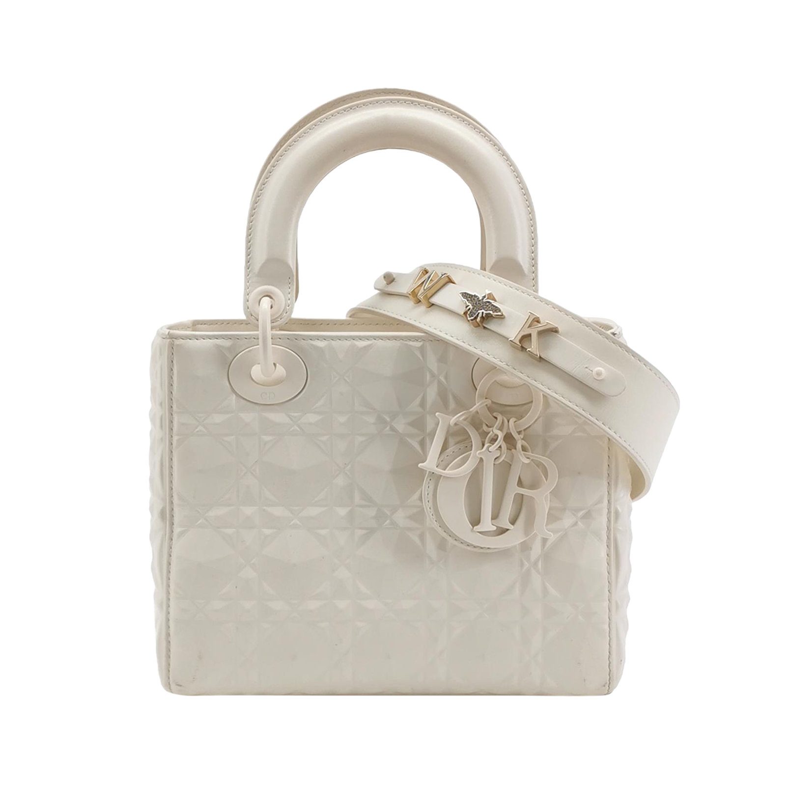 Dior Lady Dior حقيبة كتف, 20 cm, أبيض, جلد, صورة 1