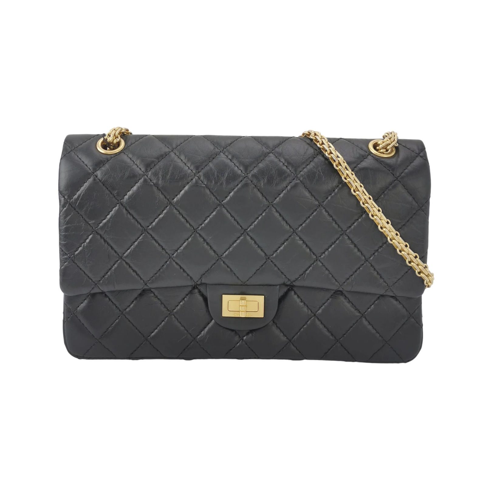 Chanel 2.55 Shoulder Bag, 28 cm, Black, Item 70261621, Leather, photograph 1