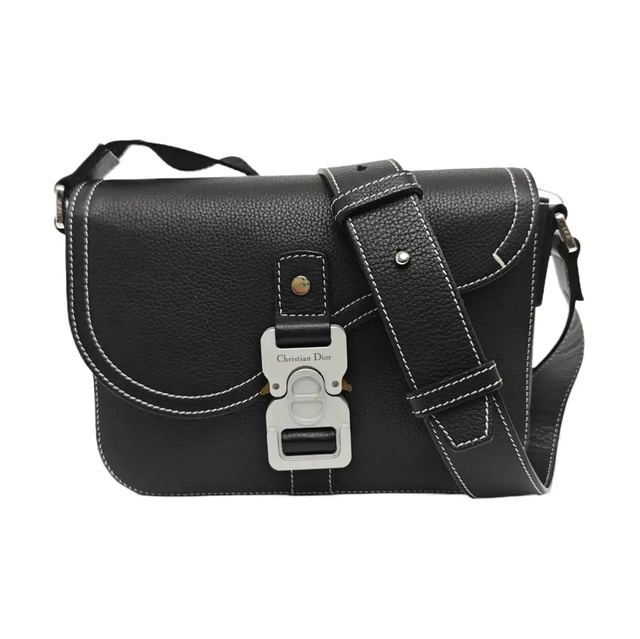 Dior Saddle Schultertasche, 23 cm, Schwarz, Leder