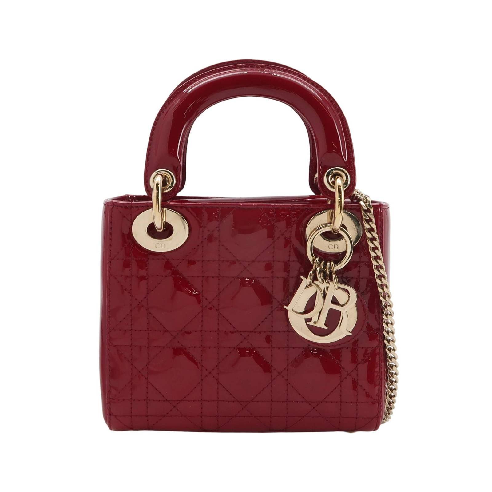 Dior Lady Dior حقيبة كتف, 17 cm, أحمر, القطعة 70264056, جلد مطلي لامع, صورة 1