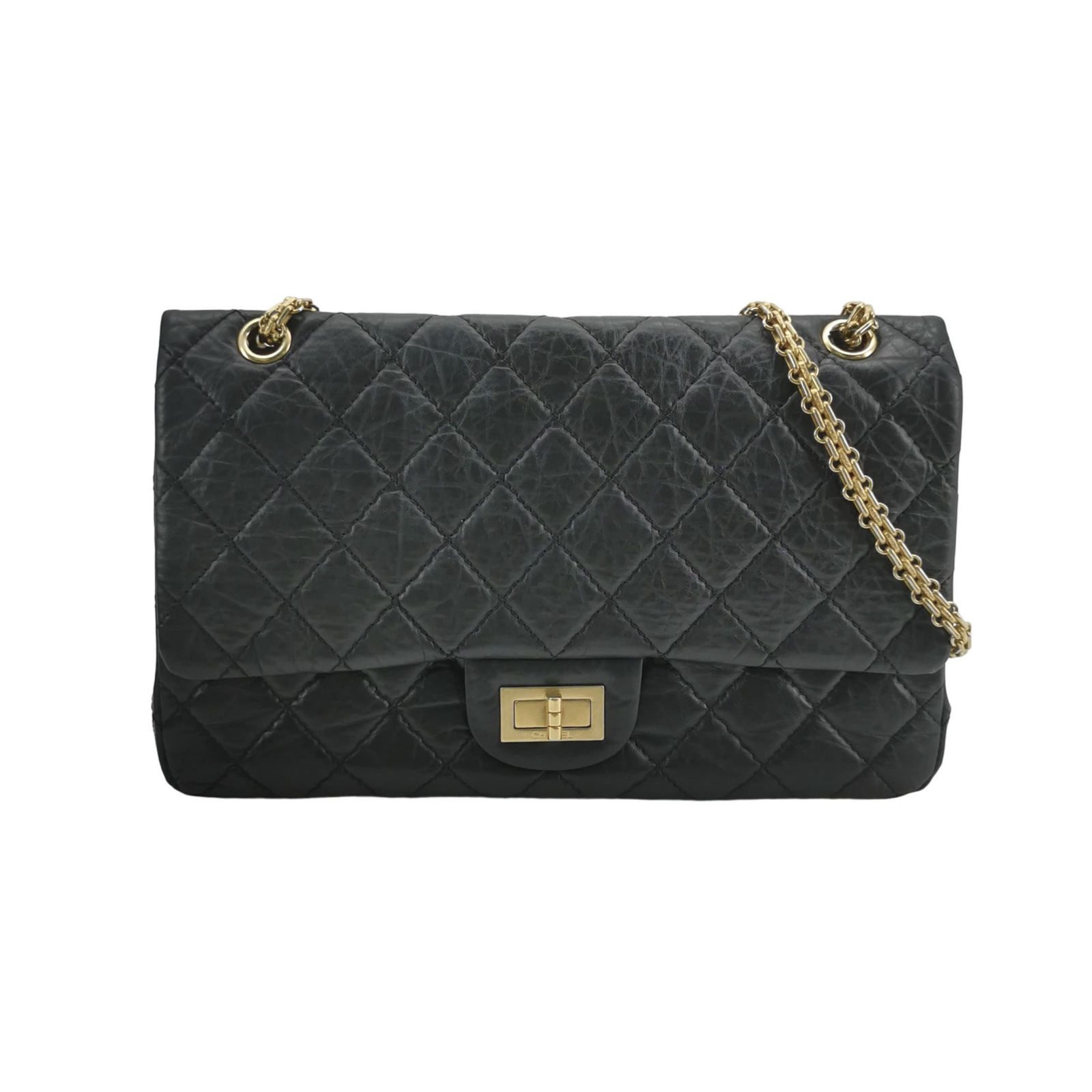 Chanel 2.55 Shoulder Bag, 31.5 cm, Black, Item 70266151, Leather, photograph 1