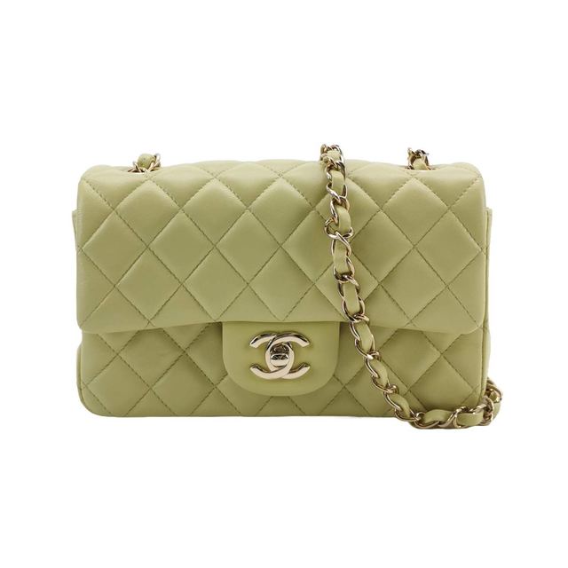 Chanel Classic Flap Umhängetasche, 19.5 cm, Grün, Leder