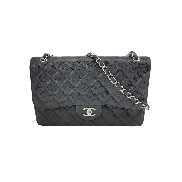 Chanel Classic Flap Schultertasche, 30 cm, Schwarz, Artikel 70298755, Leder
