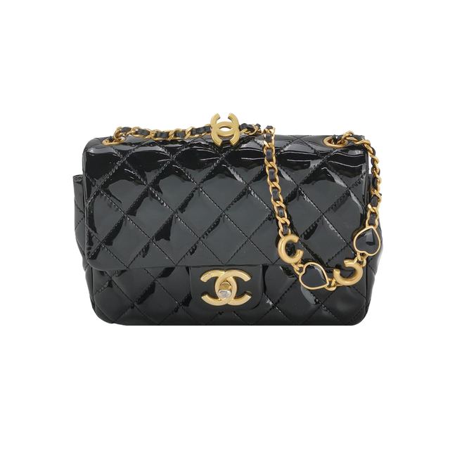 Chanel Classic Flap Umhängetasche, 19.5 cm, Schwarz, Artikel 70298961, Lackleder