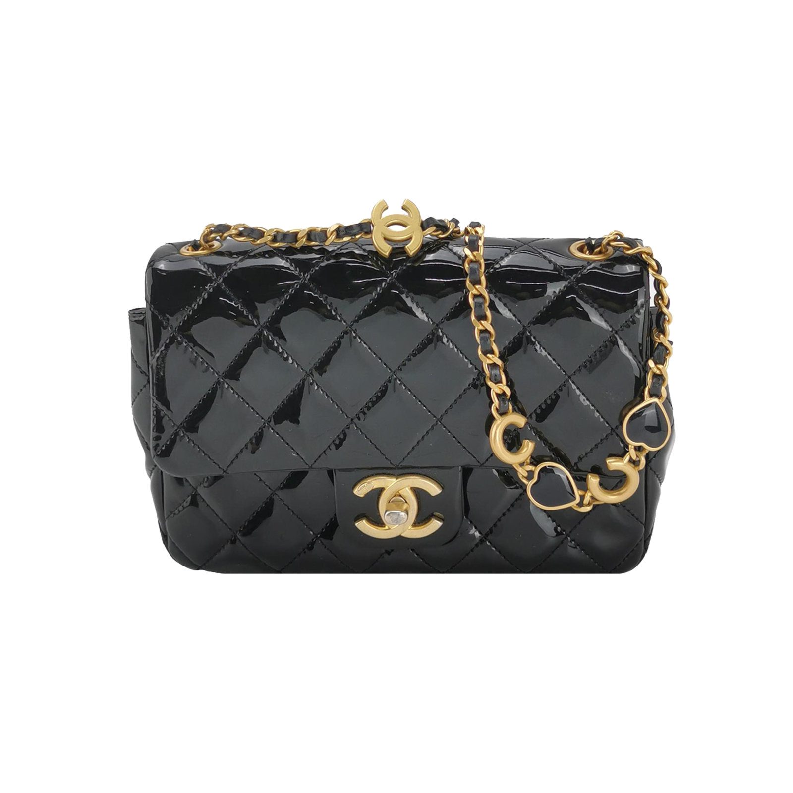 Chanel Classic Flap sac en bandoulière, 19.5 cm, noir, article 70298961, cuir verni, photographier 1