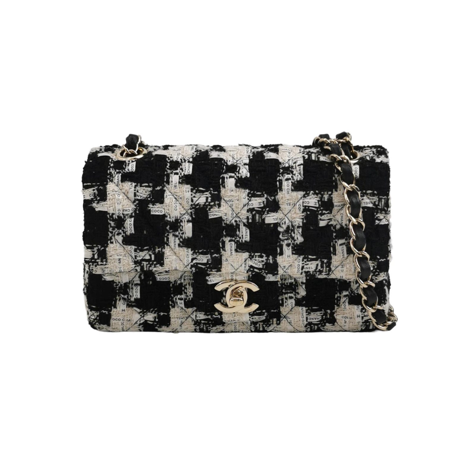 Chanel Classic Flap Shoulder Bag, 20 cm, Black, Item 70301930, Tweed, photograph 1