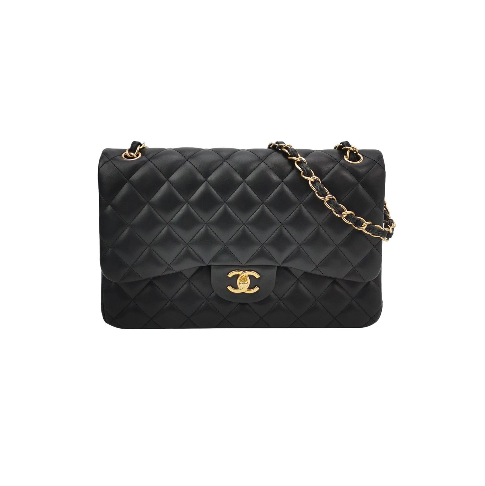 Chanel Classic Flap Schultertasche, 30 cm, Schwarz, Artikel 70332970, Leder, Fotografiere 1
