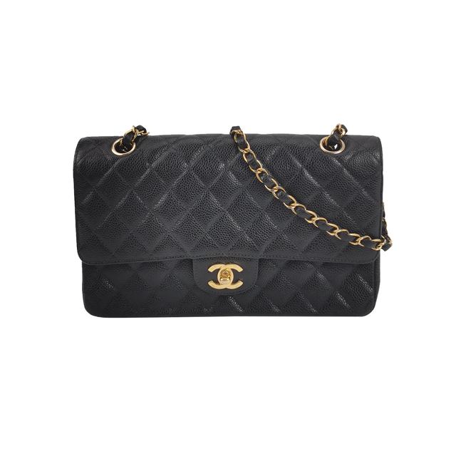 Chanel Classic Flap Schultertasche, 25 cm, Schwarz, Artikel 70333006, Leder