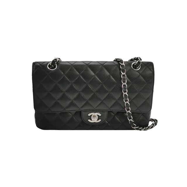 Chanel Classic Flap Schultertasche, 25.5 cm, Schwarz, Artikel 70333047, Leder