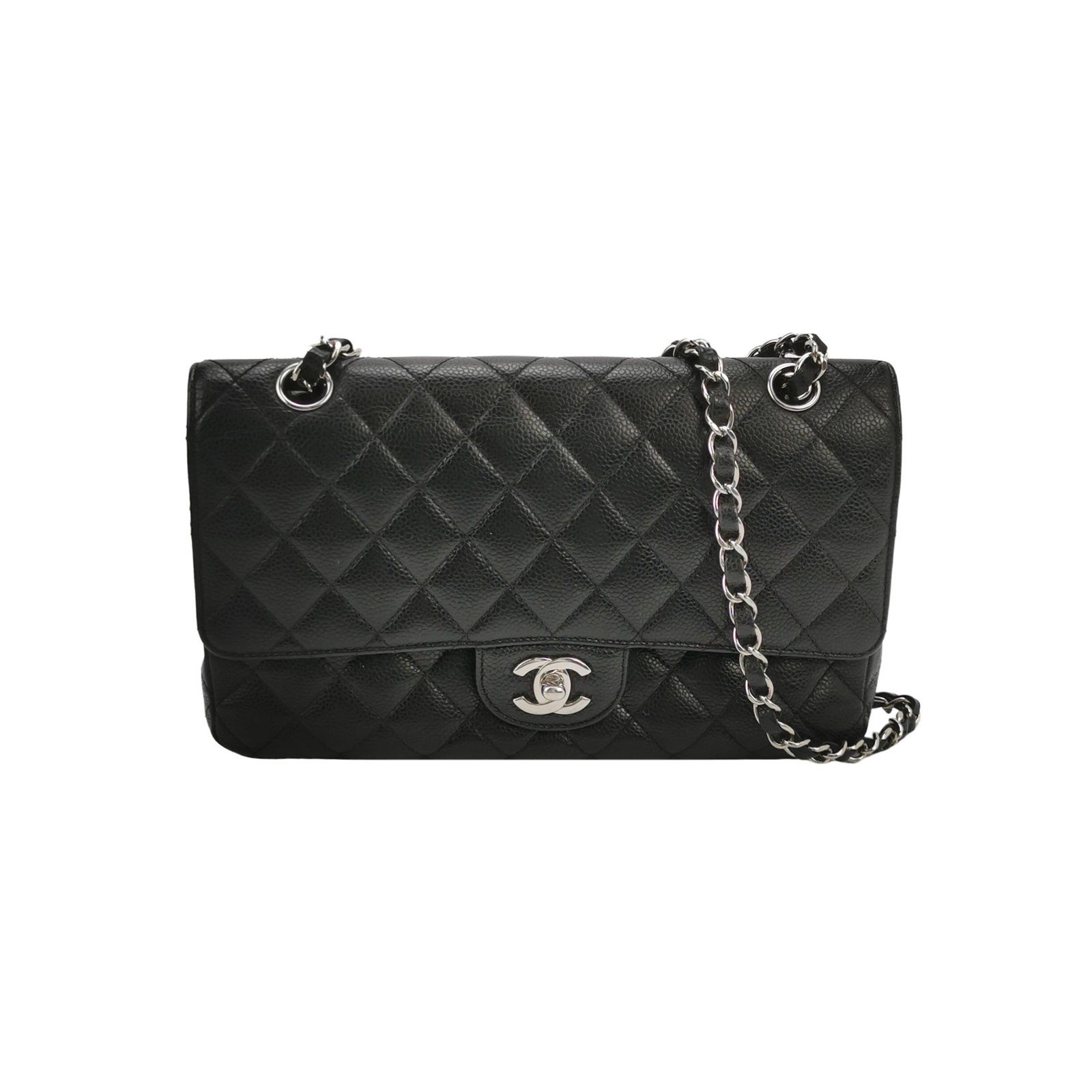 Chanel Classic Flap Shoulder Bag, 25.5 cm, Black, Item 70333047, Leather, photograph 1