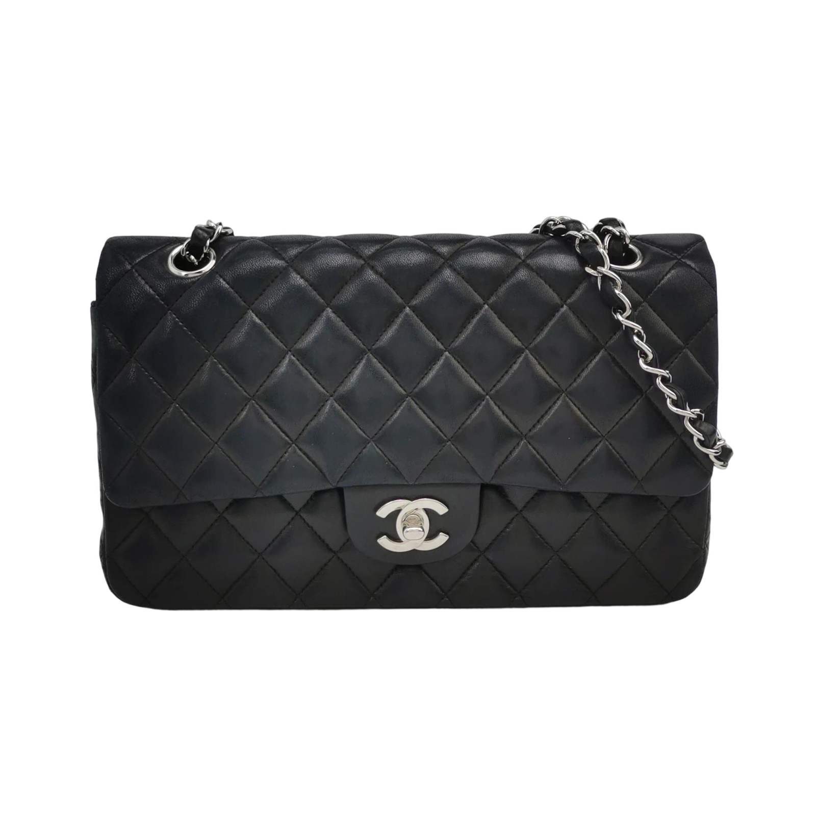 Chanel Classic Flap sac porté épaule, 25.5 cm, noir, article 70370207, cuir, photographier 1