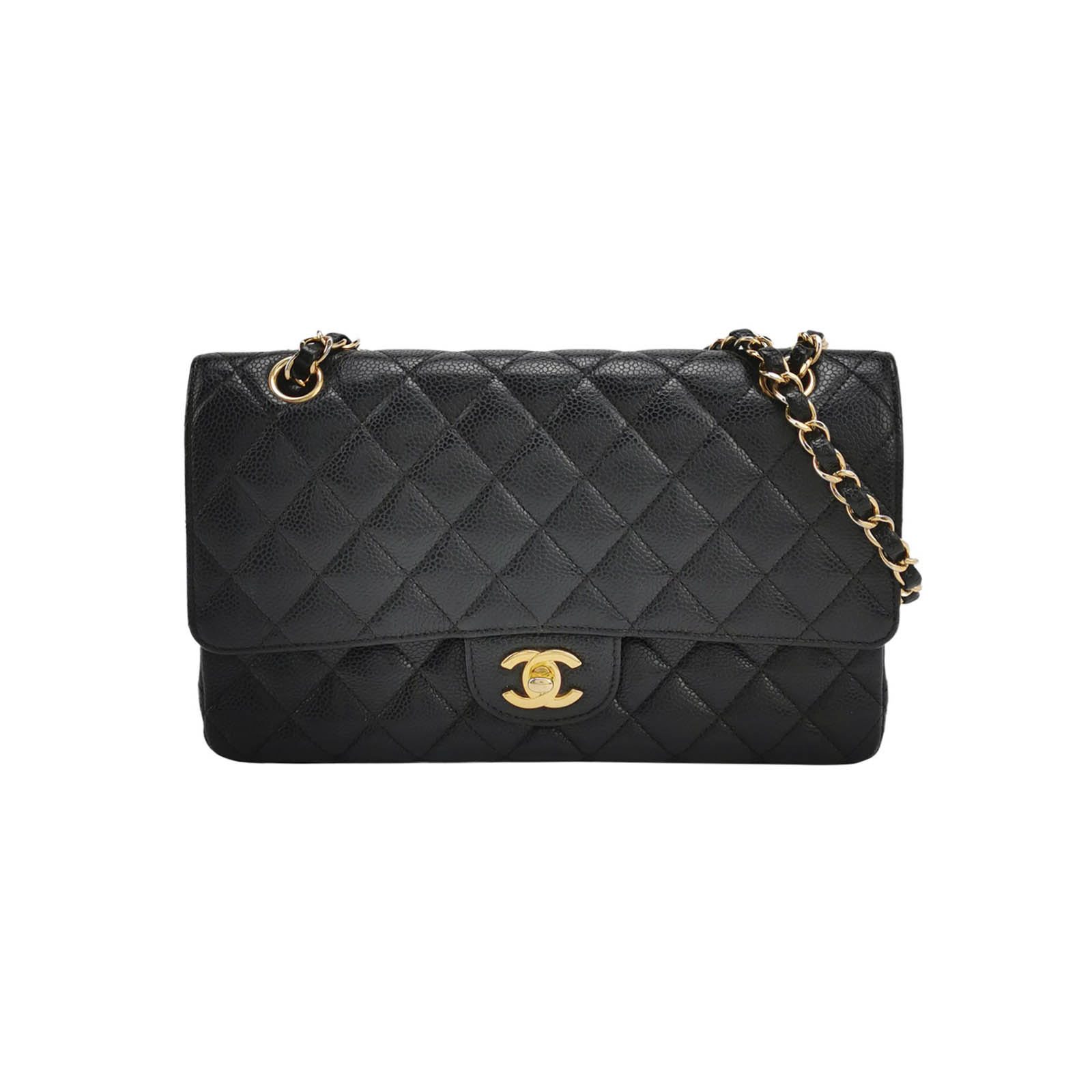 Chanel Classic Flap Shoulder Bag, 25.5 cm, Black, Item 70370286, Leather, photograph 1