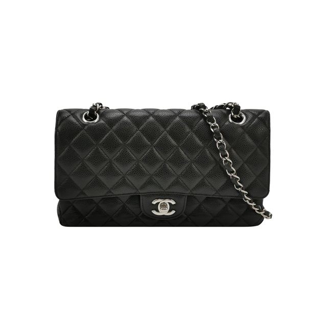 Chanel Classic Flap Schultertasche, 25.5 cm, Schwarz, Artikel 70406170, Leder