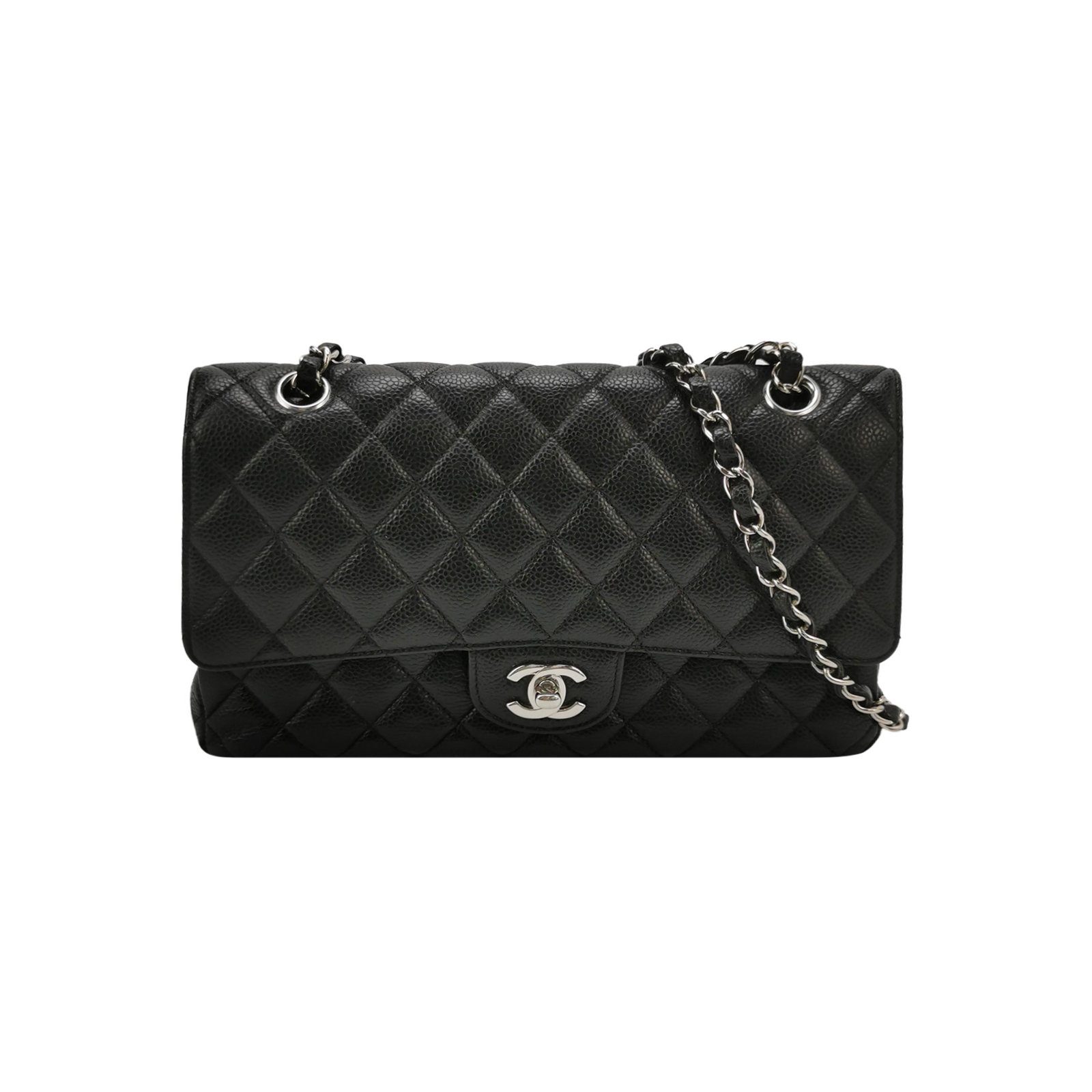 Chanel Classic Flap Schultertasche, 25.5 cm, Schwarz, Artikel 70406170, Leder, Fotografiere 1