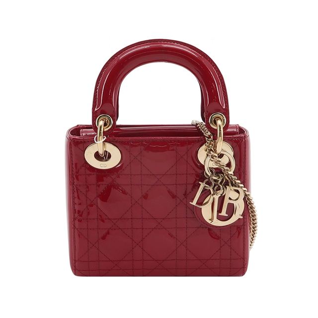 Dior Lady Dior Schultertasche, 17 cm, Rot, Artikel 70406281, Lackleder