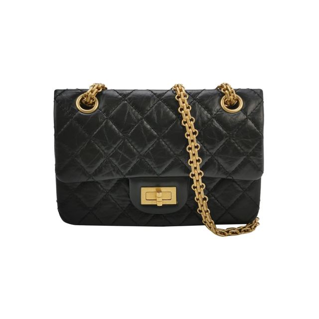 Chanel 2.55 Schultertasche, 19 cm, Schwarz, Artikel 70440479, Leder