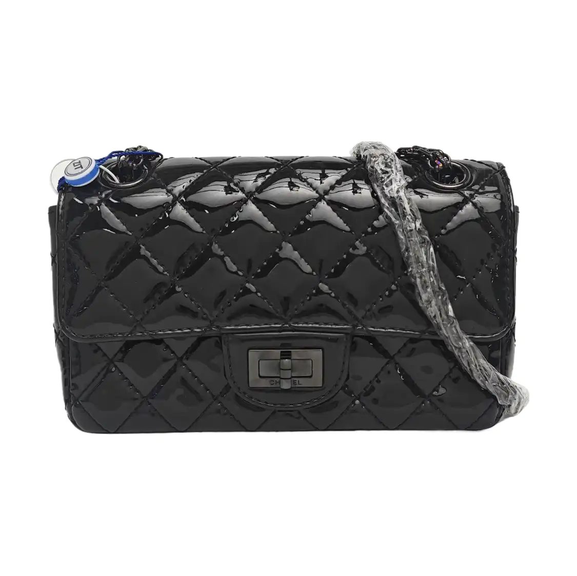 Chanel 2.55 Schultertasche, 20 cm, Schwarz, Artikel 70508235, Lackleder, Fotografiere 1