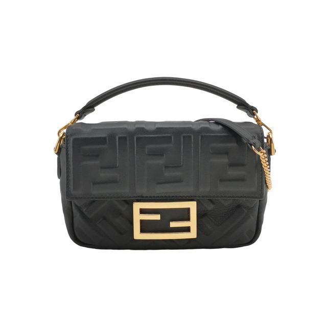 Fendi Baguette, 18 cm, Schwarz, Leder