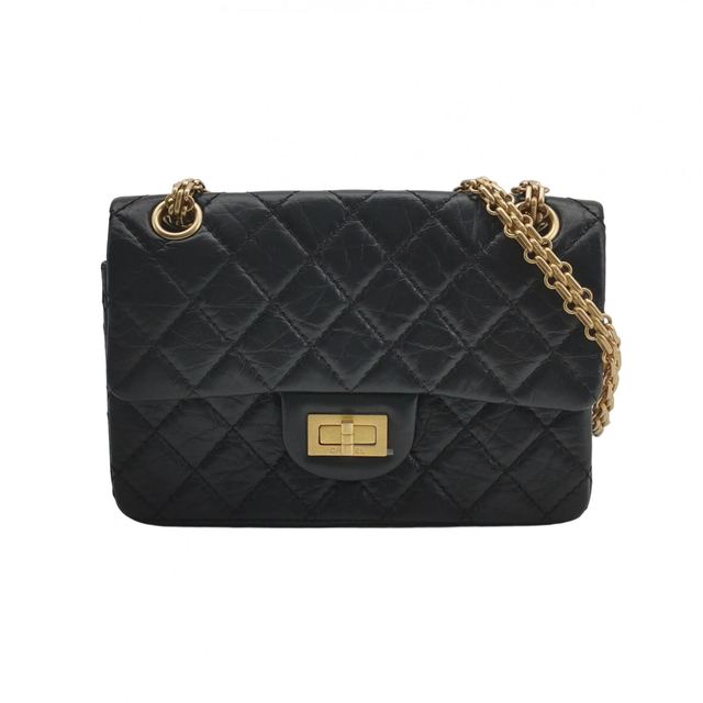 Chanel 2.55 Schultertasche, 19.5 cm, Schwarz, Leder