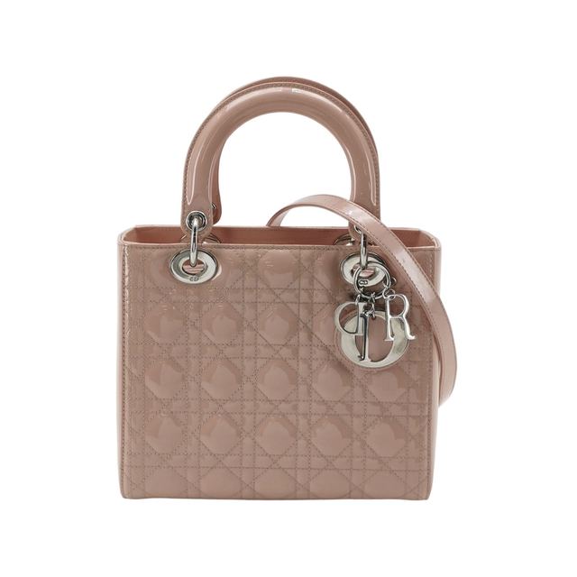Dior Lady Dior Schultertasche, 23.5 cm, Rosa, Artikel 70714009, Lackleder