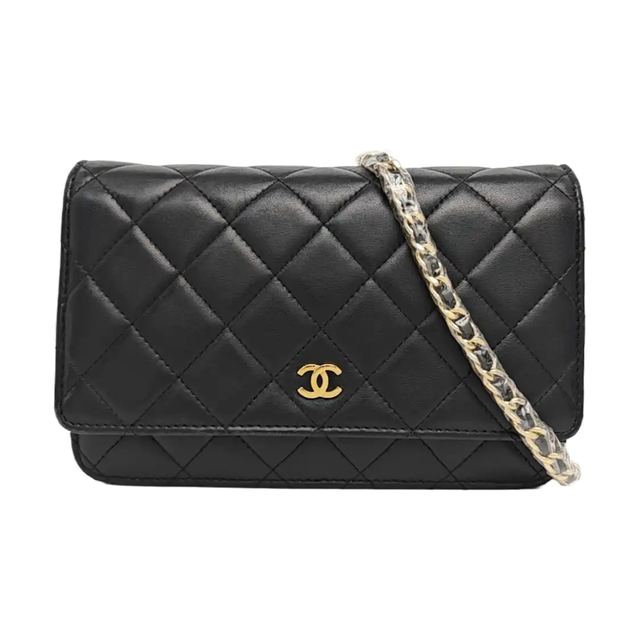 Chanel Woc Schultertasche, 20 cm, Schwarz, Leder