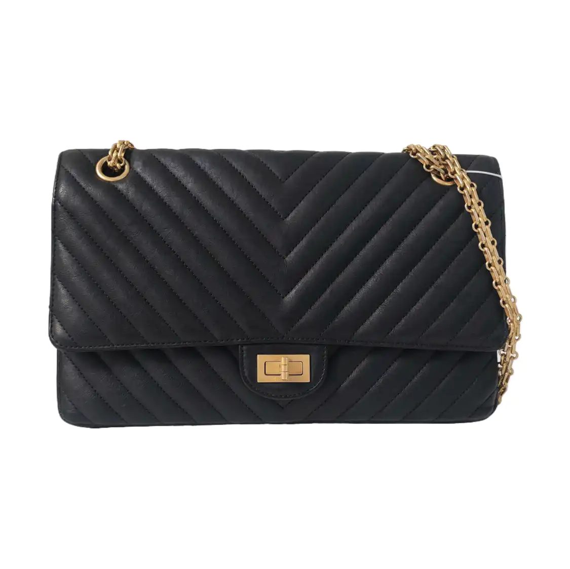 Chanel 2.55 Shoulder Bag, 28 cm, Black, Item 70715418, Leather, photograph 1