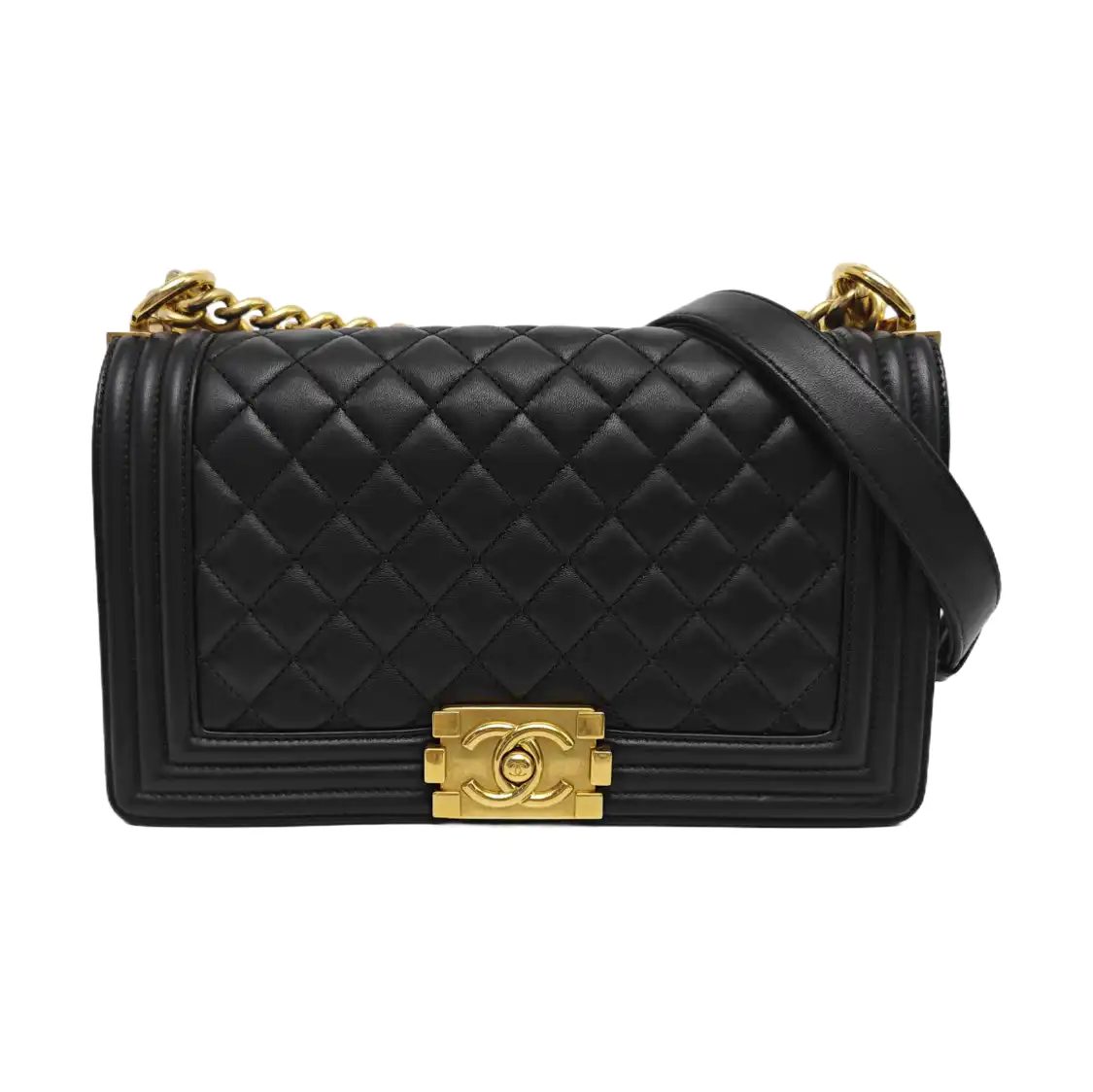 Chanel Boy Shoulder Bag, 25 cm, Black, Leather, photograph 1