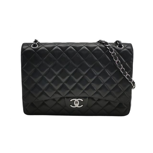 Chanel Classic Flap Schultertasche, 32.5 cm, Schwarz, Leder
