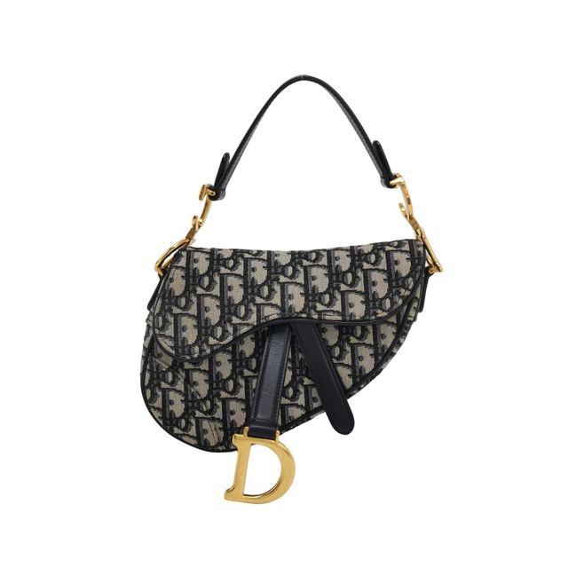 Dior Saddle Handtasche, 18 cm, Schwarz, Stoff