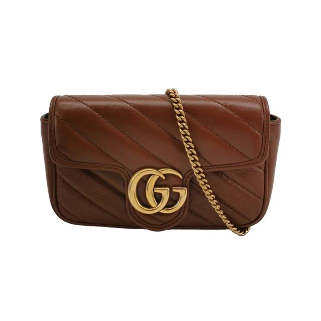 Gucci GG Marmont Schultertasche, 17 cm, Braun, Leder