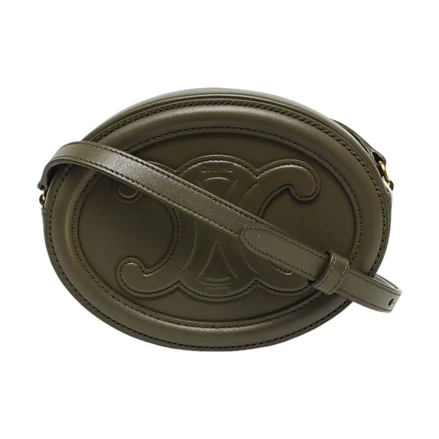 Celine Triomphe Schultertasche, 16 cm, Grün, Leder