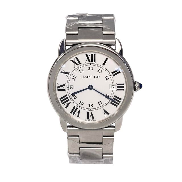 Cartier Ronde de Cartier Uhr, 36 mm, weißes Zifferblatt, Artikel 70824493, Stahl