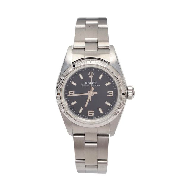 Rolex Oyster Perpetual Uhr, 25 mm, Schwarz, Stahl