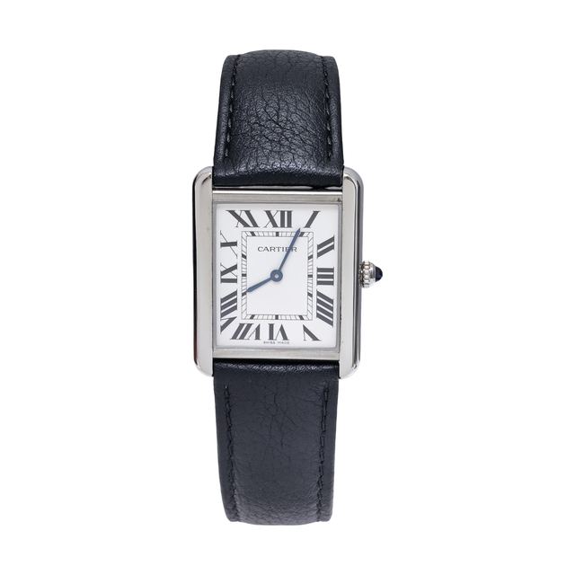 Cartier Tank Solo Uhr, 27.4 mm, weißes Zifferblatt, Stahl