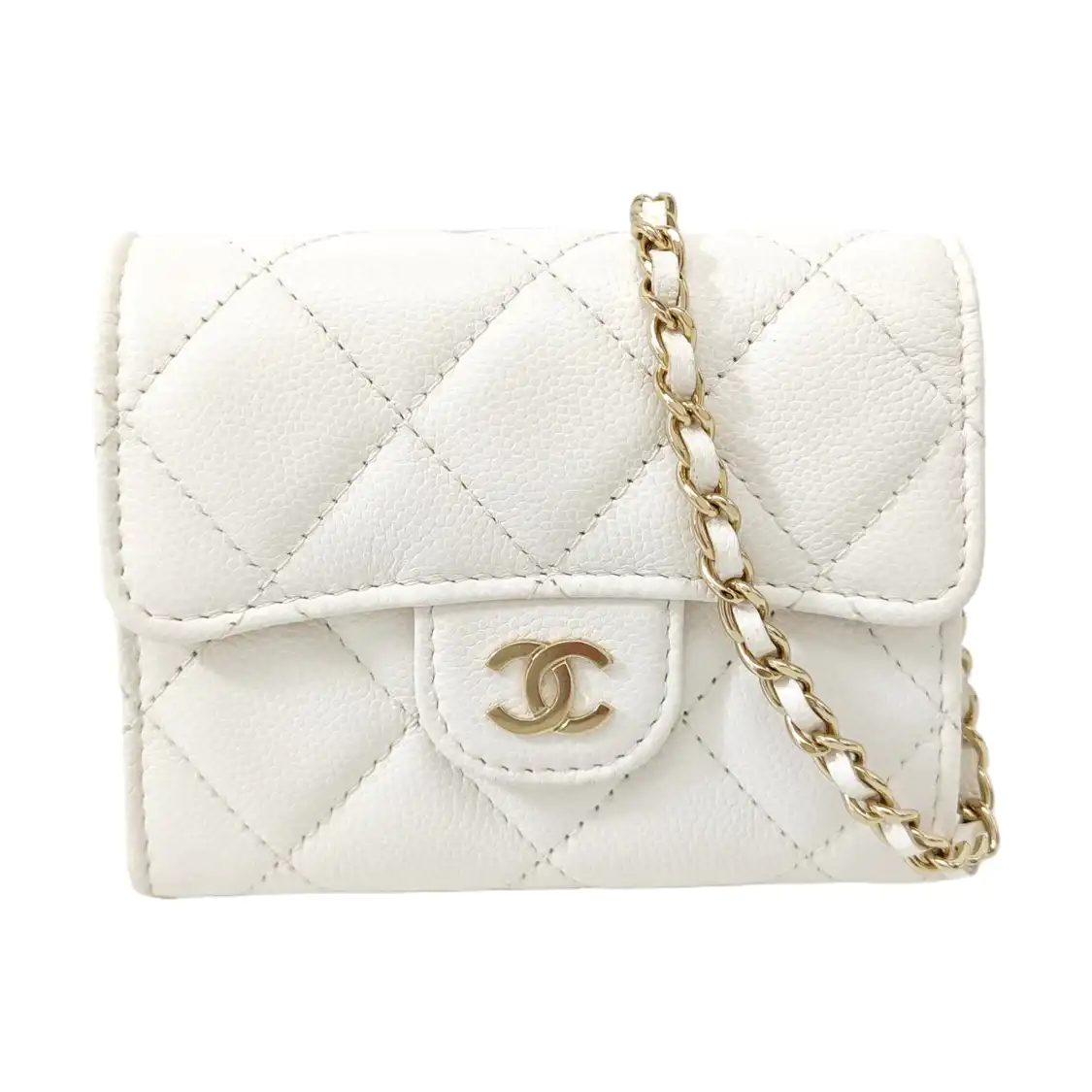 Chanel Classic Flap Shoulder Bag, 11.3 cm, White, Leather, photograph 1